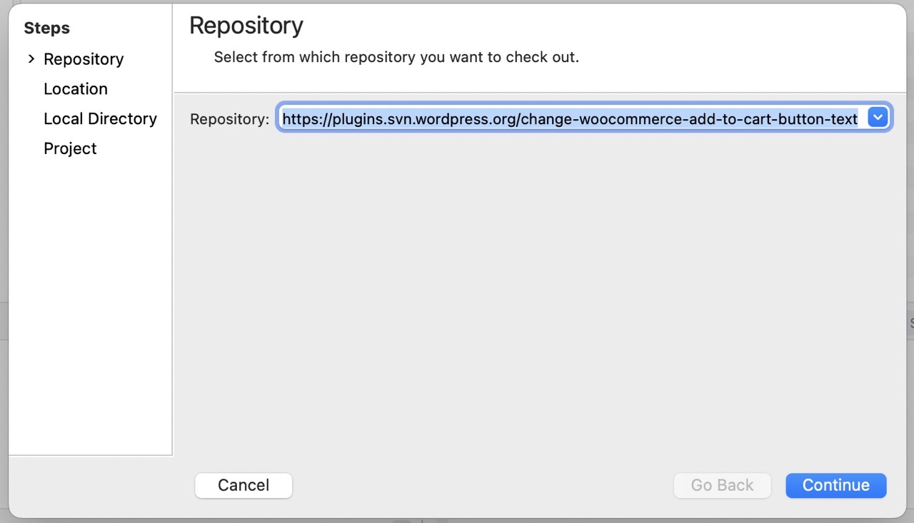 Where to put the SVN repository link and how it looks for a WordPress Plugin